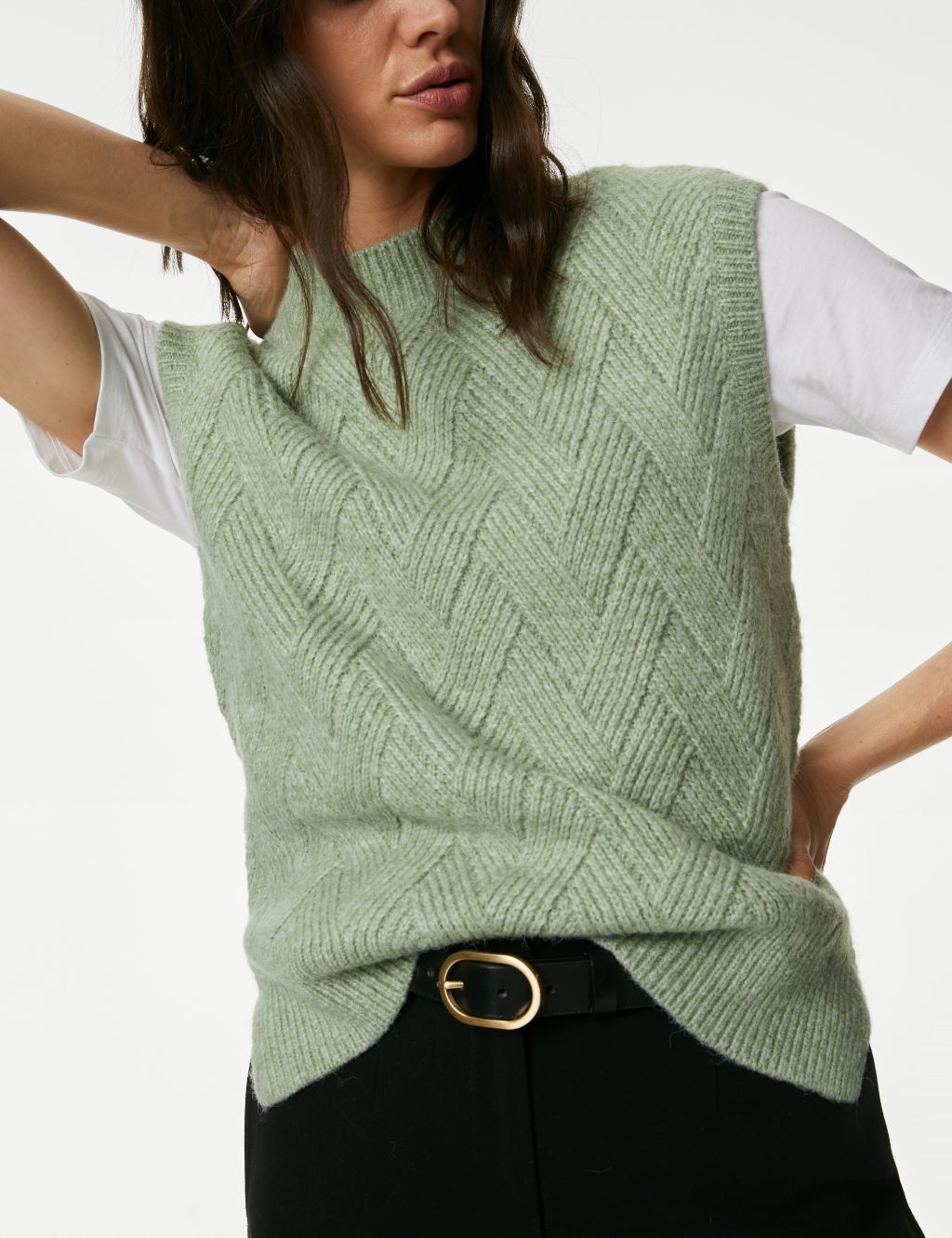 Textured Knitted Vest with Wool image 3