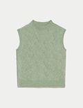 Textured Knitted Vest with Wool