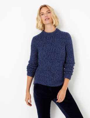 Textured Round Neck Long Sleeve Jumper
