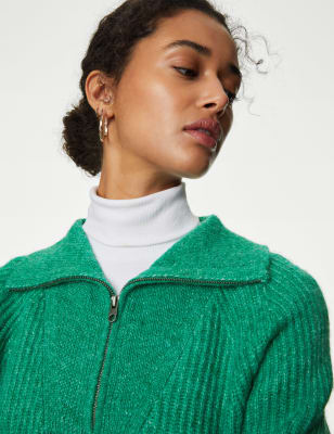 

Womens M&S Collection Recycled Blend Ribbed Jumper with Wool - Green, Green