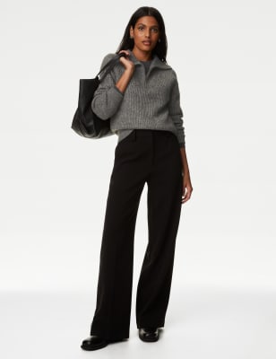 

M&S Collection Jersey acanalado con tejido reciclado con lanaWomens - Grey Marl, Grey Marl