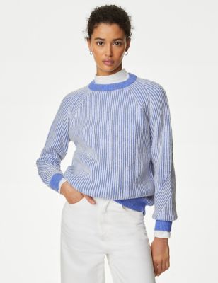 Recycled Blend Striped Ribbed Jumper
