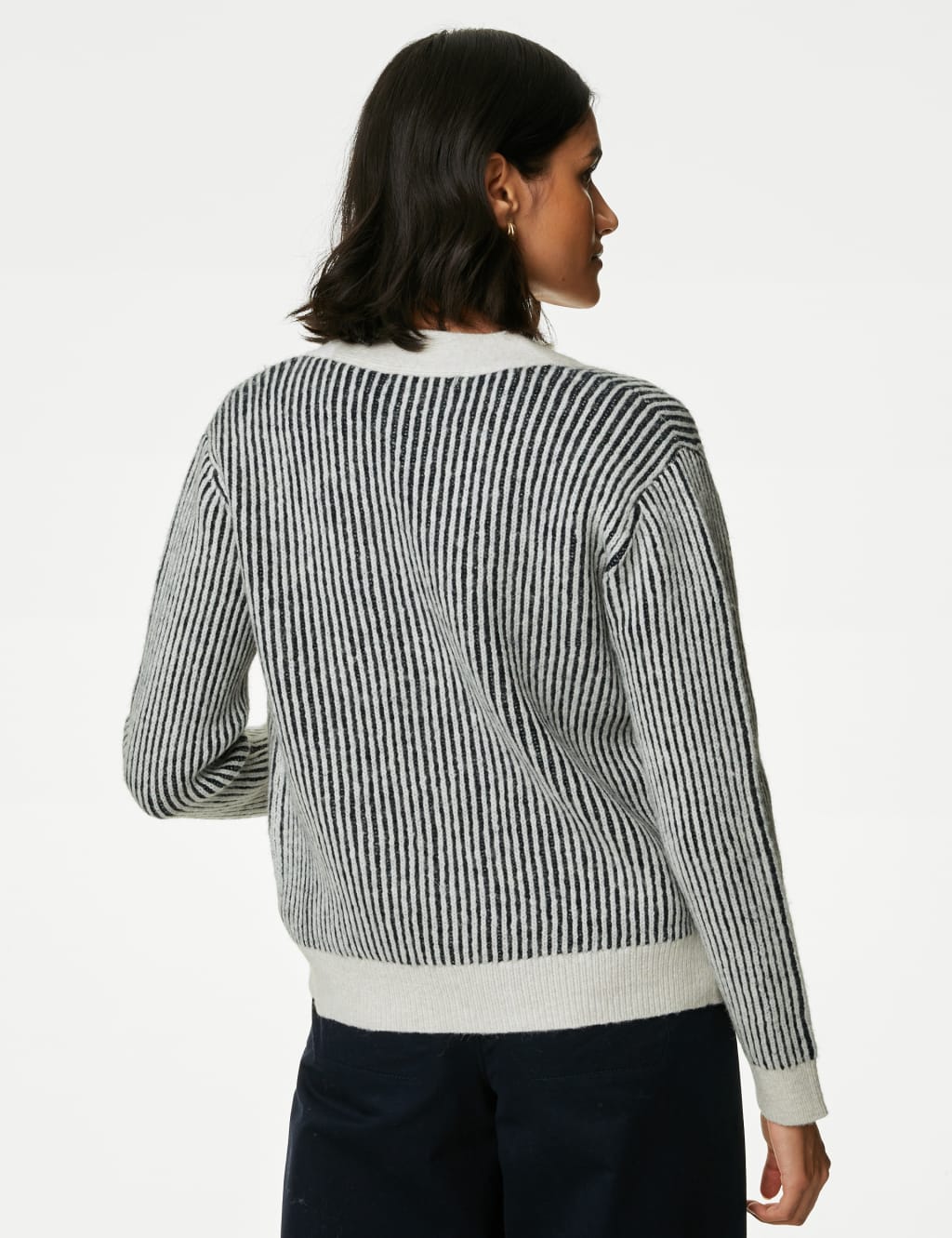 Recycled Blend Striped V-Neck Cardigan image 5