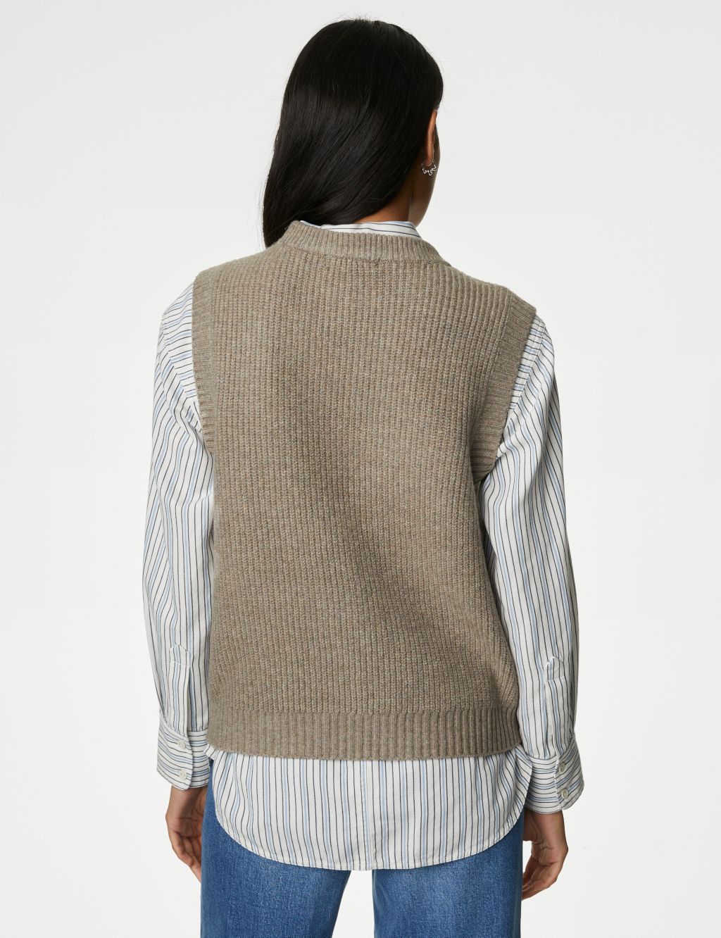 Ribbed Crew Neck Knitted Vest image 5