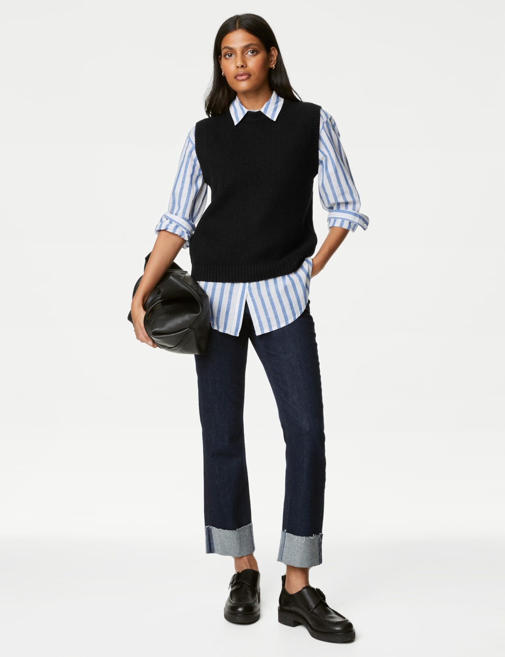Ribbed Crew Neck Knitted Vest image 1