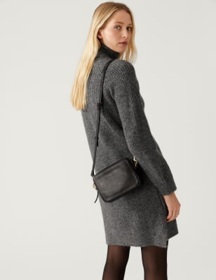 

Womens M&S Collection Ribbed Roll Neck Mini Jumper Dress - Charcoal, Charcoal