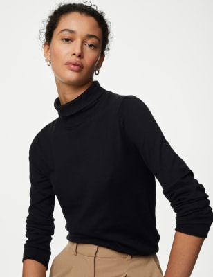 

M&S Collection Top de algodón de punto con transparenciaWomens - Black, Black