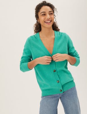 

Womens M&S Collection Wool Rich V-Neck Cardigan - Bright Aqua, Bright Aqua
