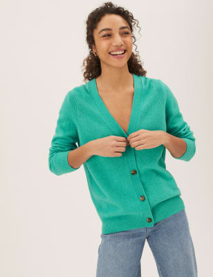 

Womens M&S Collection Wool Rich V-Neck Cardigan - Bright Aqua, Bright Aqua