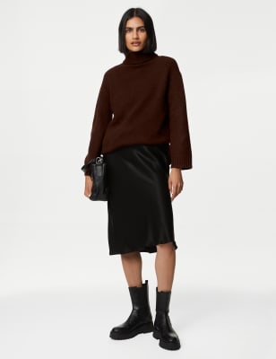 

M&S Collection Jersey largo con cuello vuelto con tejido recicladoWomens - Raisin, Raisin