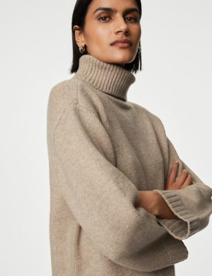 Recycled Blend Roll Neck Longline Jumper