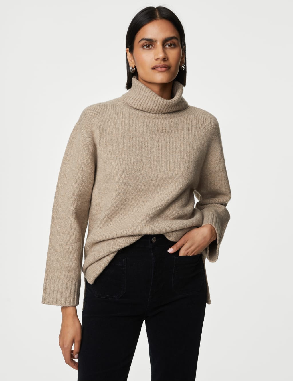 H and m ribbed polo neck jumper clearance