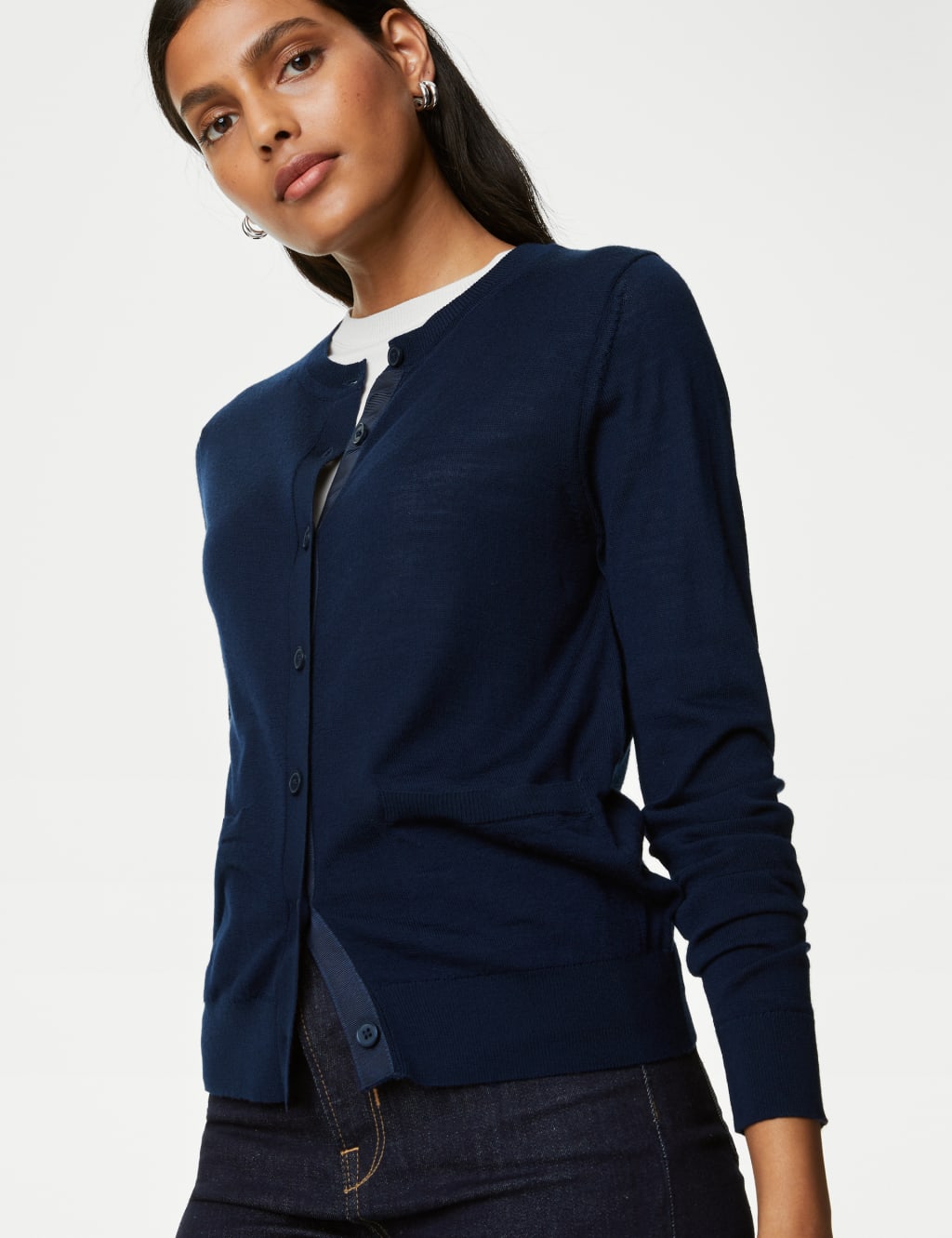 Pure Merino Wool Crew Neck Cardigan image 2