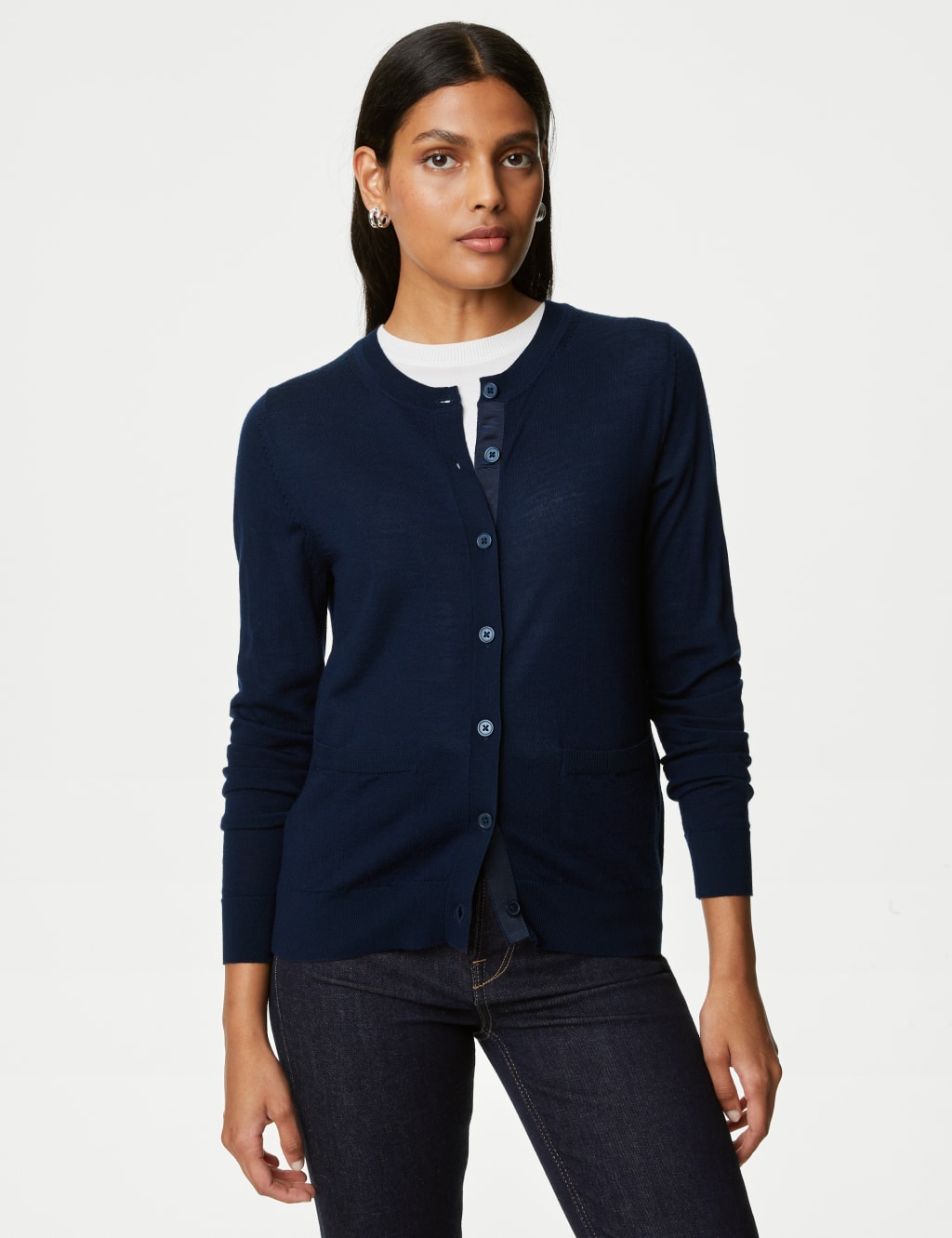 Pure Merino Wool Crew Neck Cardigan image 3