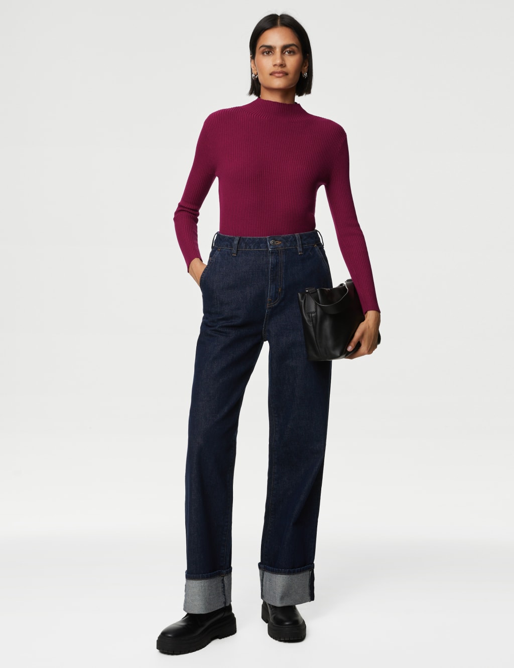 Merino Wool Rich Funnel Neck Jumper image 4