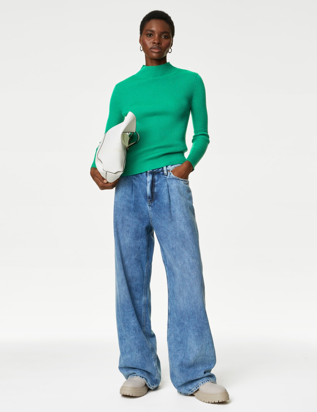 Merino Wool Rich Funnel Neck Jumper image 2