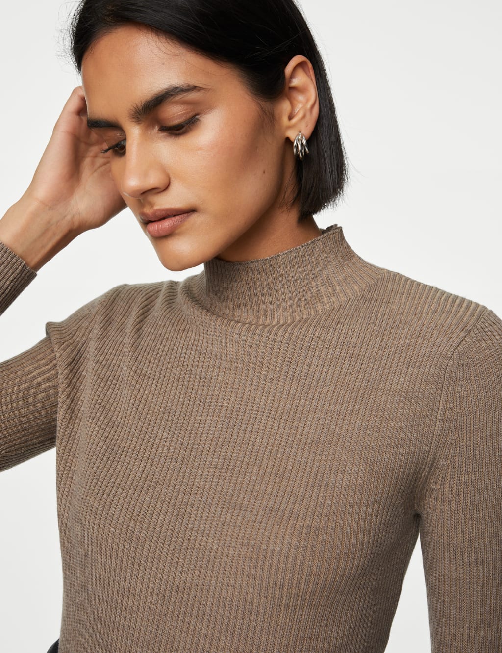 Merino Wool Rich Funnel Neck Jumper image 4