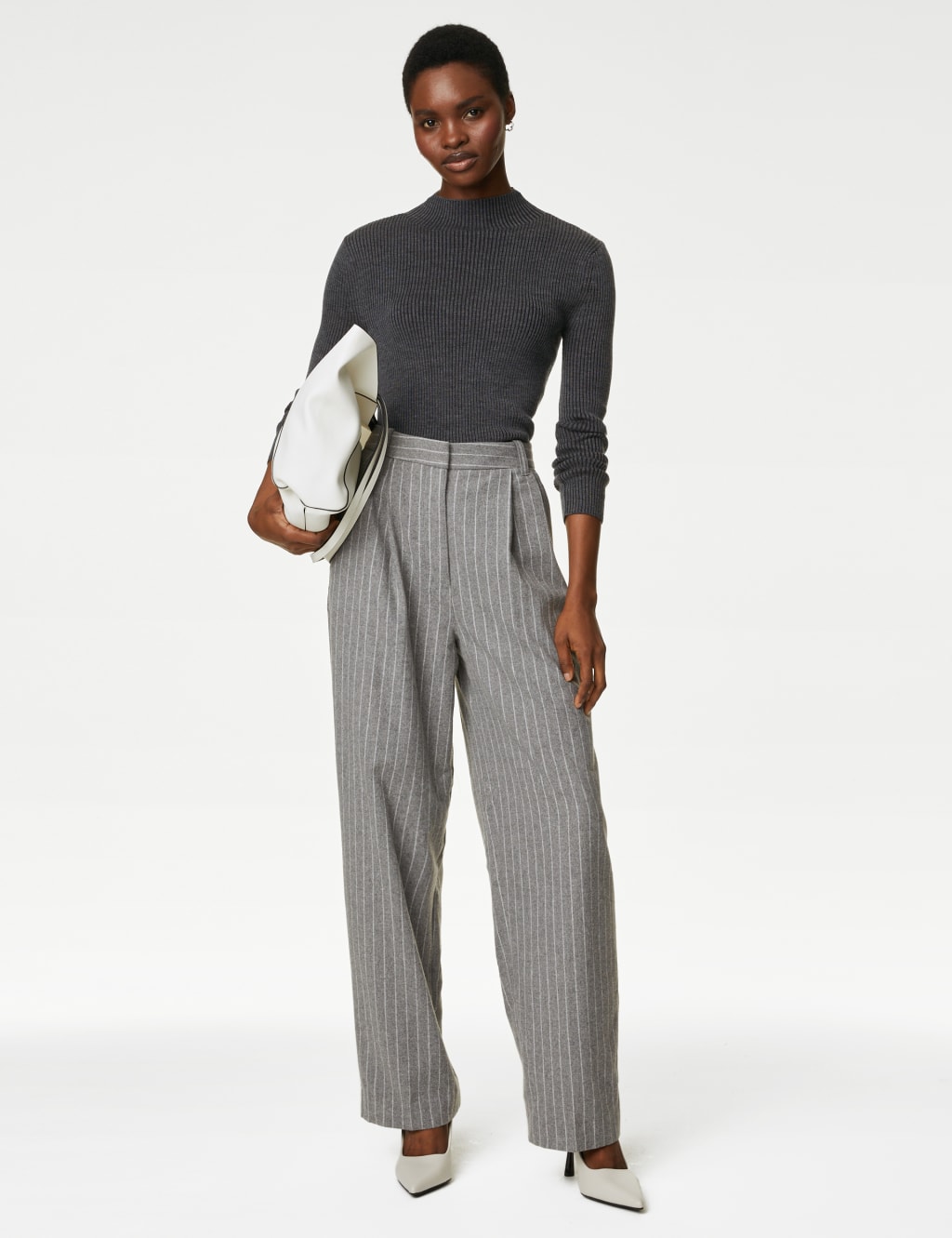 Merino Wool Rich Funnel Neck Jumper image 2