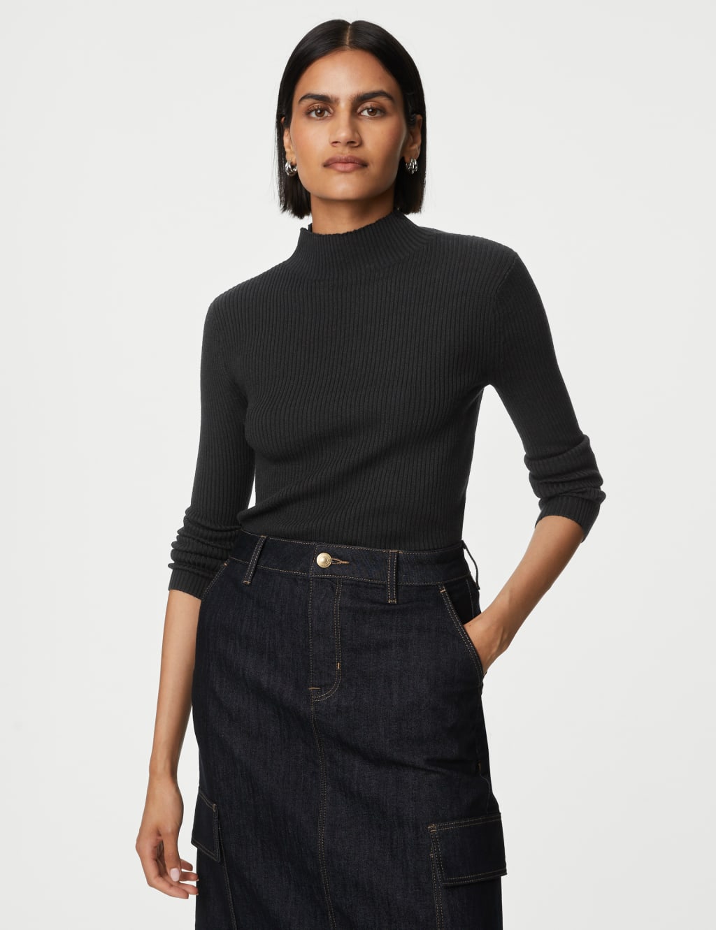 Merino Wool Rich Funnel Neck Jumper image 3
