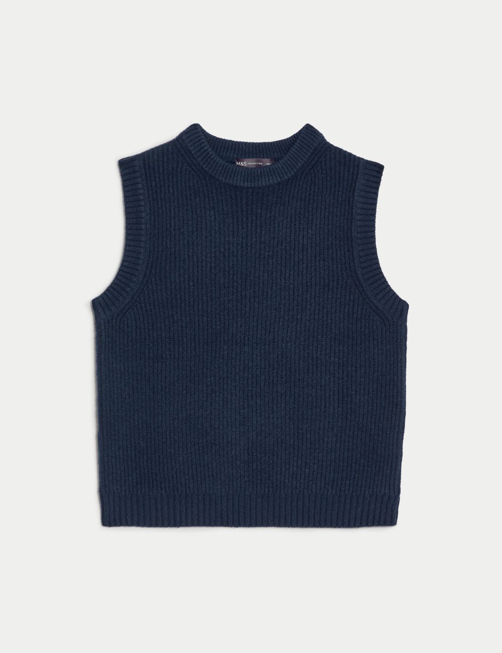 Air-Yarn Ribbed Crew Neck Knitted Vest image 2