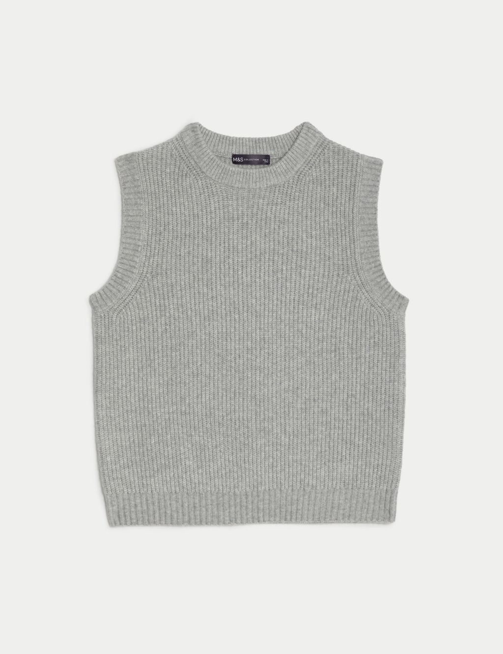Air-Yarn Ribbed Crew Neck Knitted Vest image 2