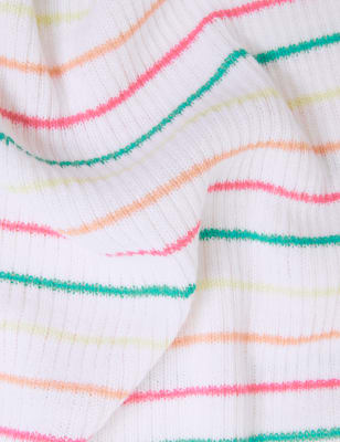 

M&S Collection Top de punto de rayas de escote de pico con linoWomens - Soft White, Soft White