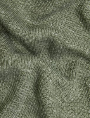 

M&S Collection Top de punto acanalado de escote en pico con linoWomens - Onyx, Onyx