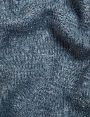 Womens M&S Collection Edge to Edge Relaxed Cardigan with Linen - Air Force Blue