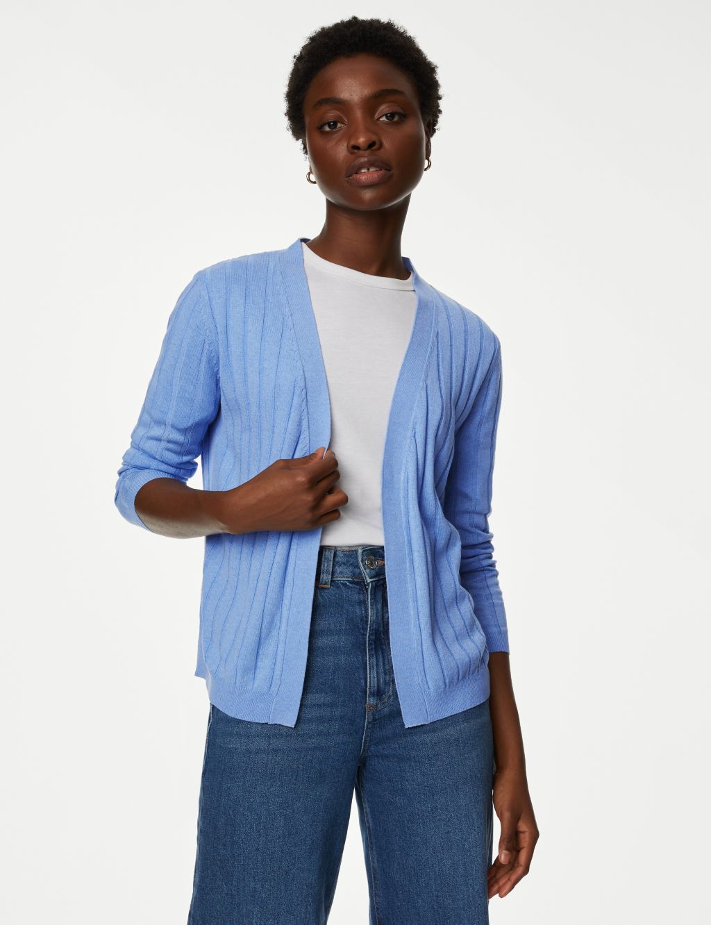 Edge to Edge Relaxed Cardigan with Linen image 1