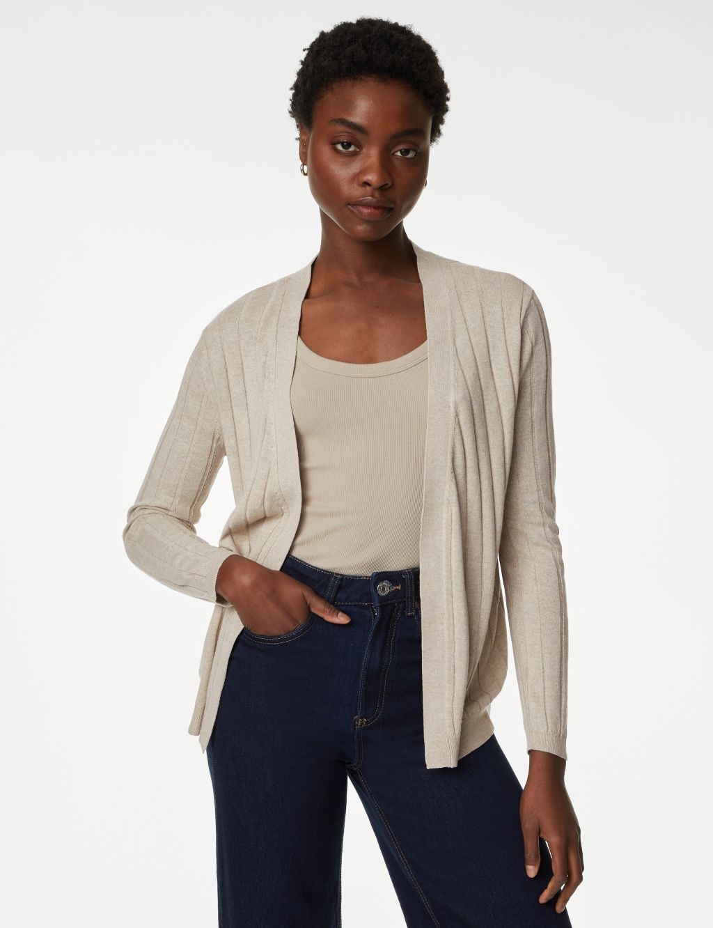 Edge to Edge Relaxed Cardigan with Linen image 3