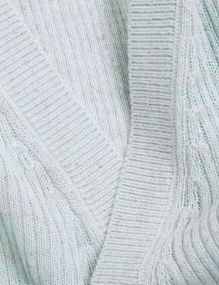 

Womens M&S Collection Edge to Edge Relaxed Cardigan with Linen - Soft Peacock, Soft Peacock