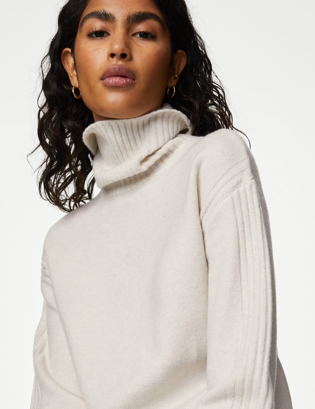 white roll neck sweater