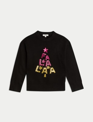 Air-Yarn Sequin 'Falalaa' Christmas Jumper 3 of 6