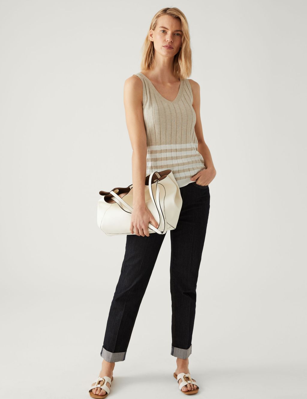 Striped Knitted Vest With Linen image 2