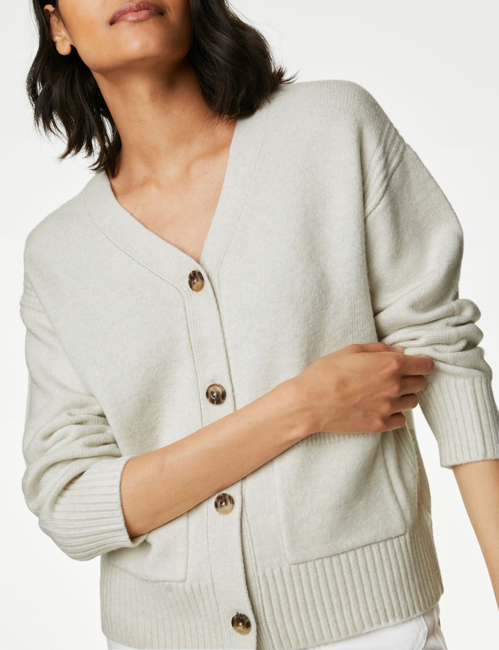 Recycled Blend V-Neck Button Front Cardigan image 3