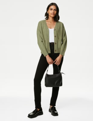 

M&S Collection Cárdigan de escote en pico con tejido reciclado con botonadura en la parte delanteraWomens - Faded Khaki, Faded Khaki