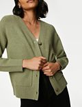 Recycled Blend V-Neck Button Front Cardigan