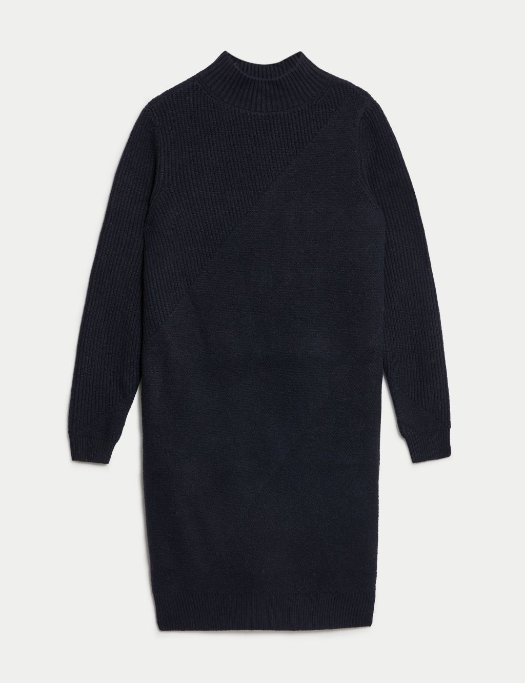 Knitted Ribbed Funnel Neck Mini Dress image 2