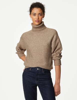 

Womens M&S Collection Textured Roll Neck Jumper - Cappuccino, Cappuccino