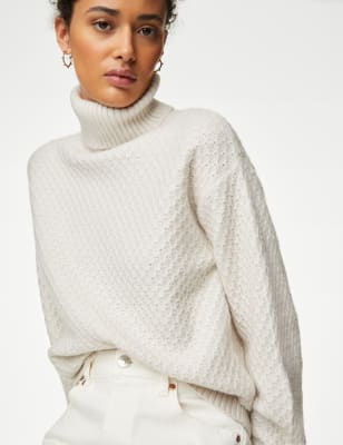 Textured Roll Neck Jumper M S QA