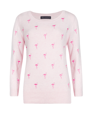 Cotton Rich Embroidered Flamingo Jumper | M&S Collection | M&S