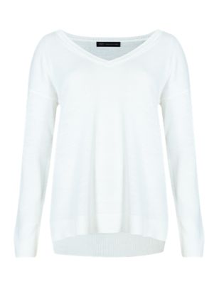 V-Neck Jumper with Linen | M&S Collection | M&S