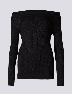 Metallic Effect Bardot Jumper | M&S Collection | M&S