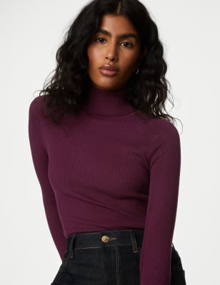 Burgundy roll hotsell neck top