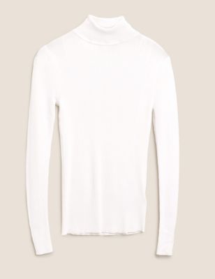 Ribbed Roll Neck Fitted Jumper 