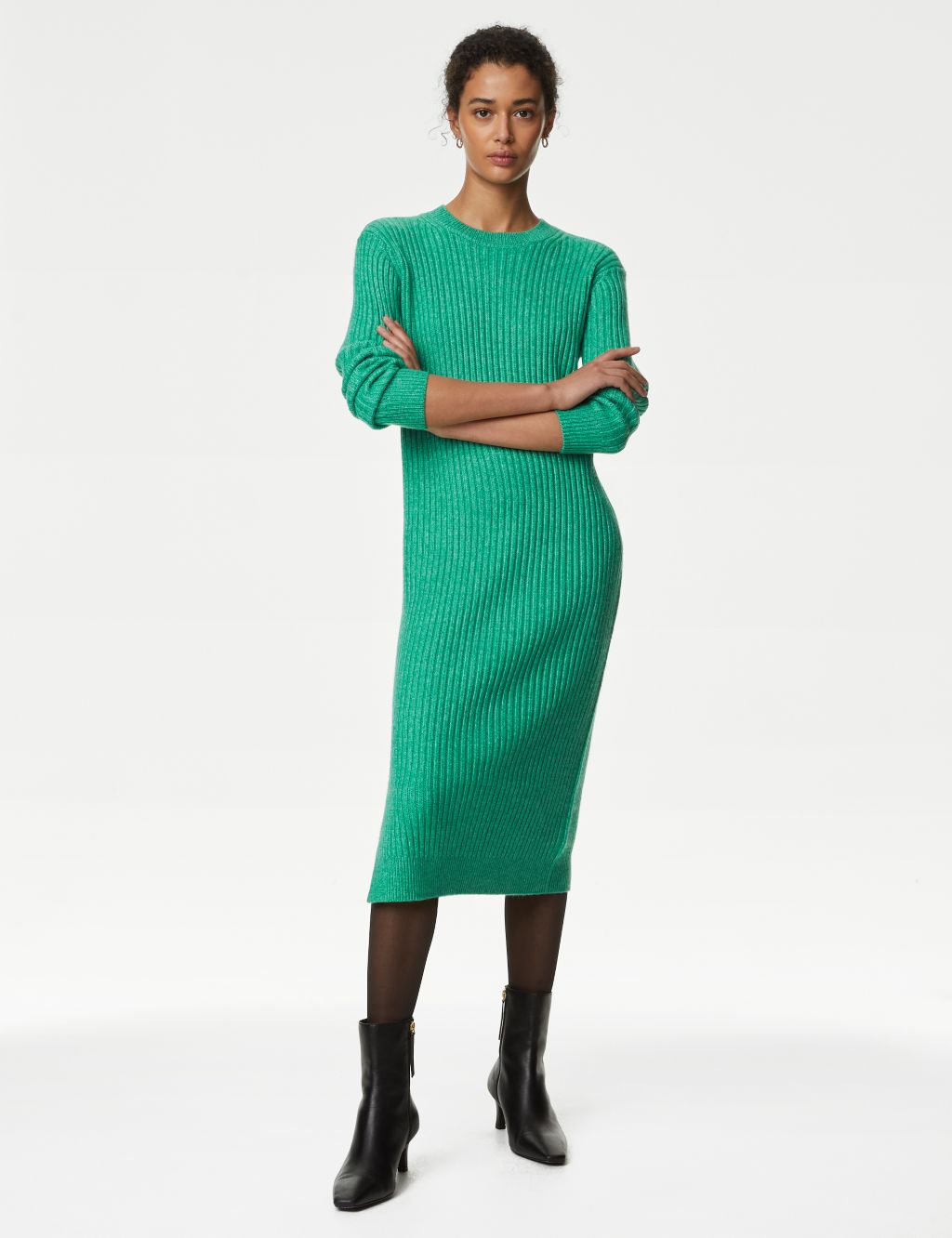 Ribbed Knitted Midi Dress image 1