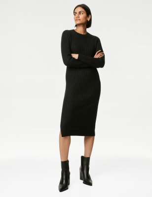 Ribbed Knitted Midi Dress