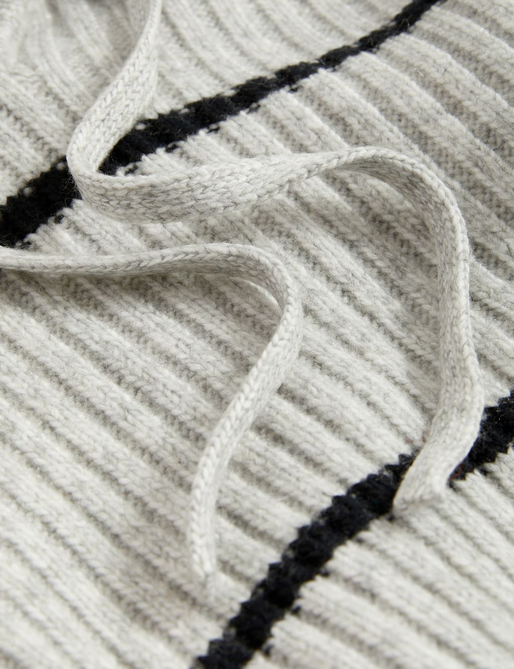 Striped V-Neck Knitted Hoodie image 6