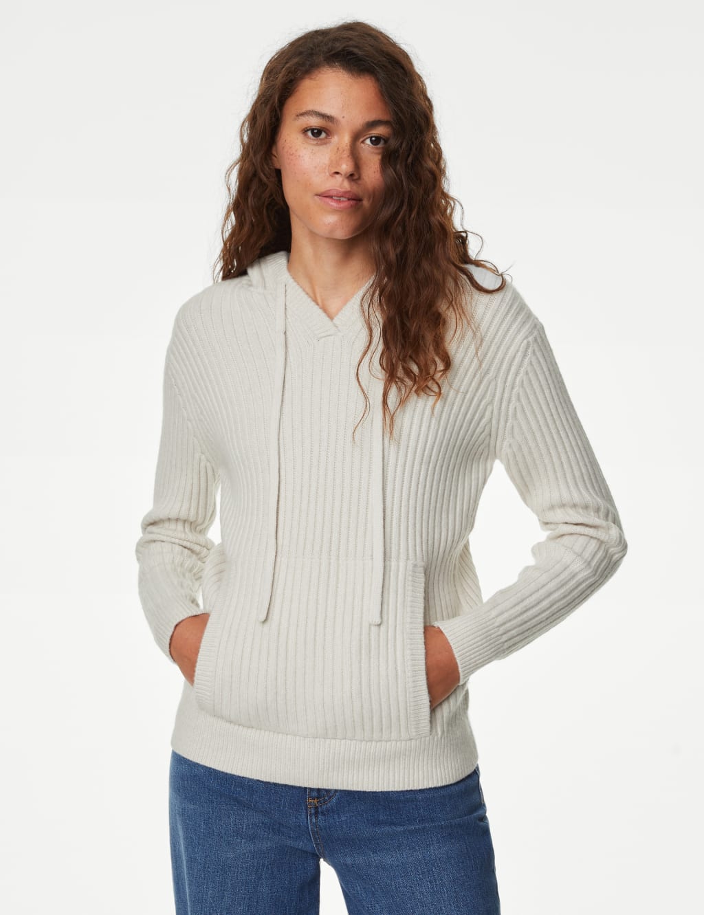 Ribbed V-Neck Hoodie image 4