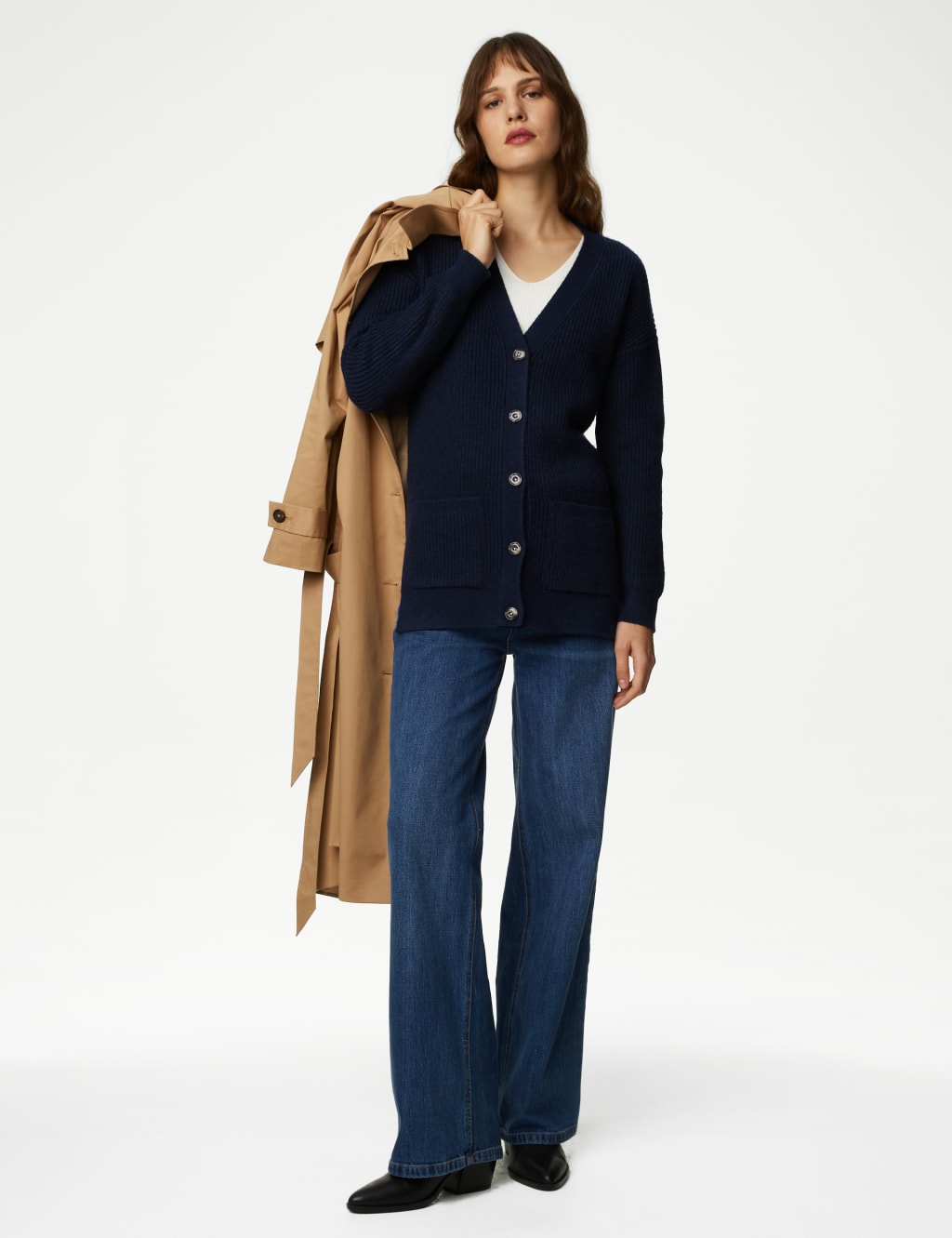 Navy cardigan m&s hotsell